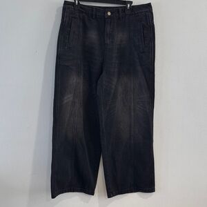 Men's Wide Leg Black Jeans Size 32